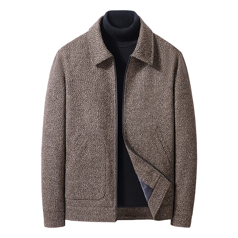 Herren Wollmix-Kurzjacke mit Hemdkragen und fein strukturierter Tweed-Optik Nord Taschen