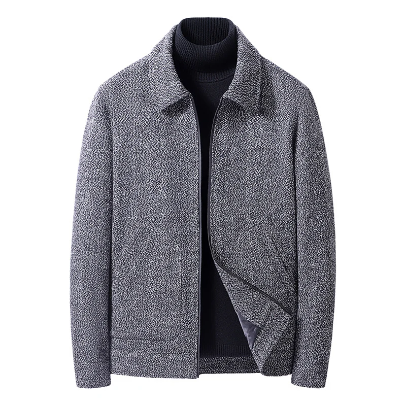 Herren Wollmix-Kurzjacke mit Hemdkragen und fein strukturierter Tweed-Optik Nord Taschen