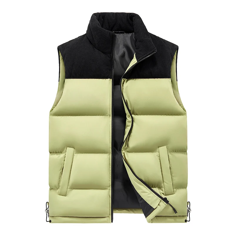 Herren Wattierte Steppweste mit hohem Kragen, Cord‑Schulterblende und verstellbaren Seitenschnallen Nord Taschen