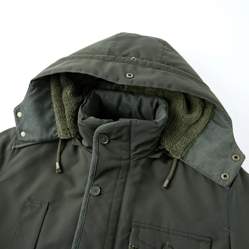 Herren wattierte Parka-Jacke mit Teddyfutter, Kapuze und multifunktionalen Taschen Nord Taschen