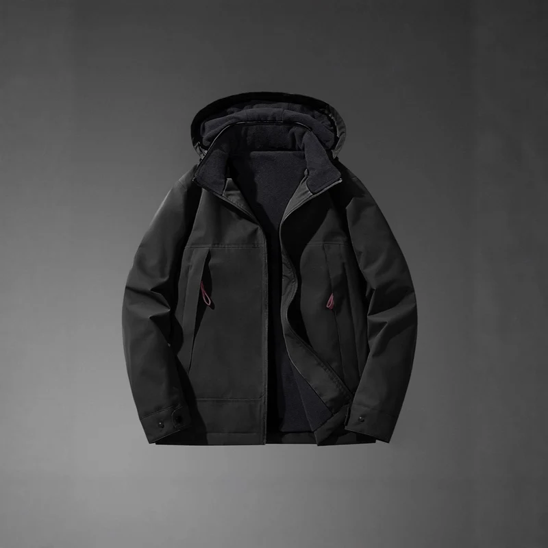 Herren Wasserabweisende Multitaschen-Jacke mit Kapuze und Fleece-Innenfutter Nord Taschen