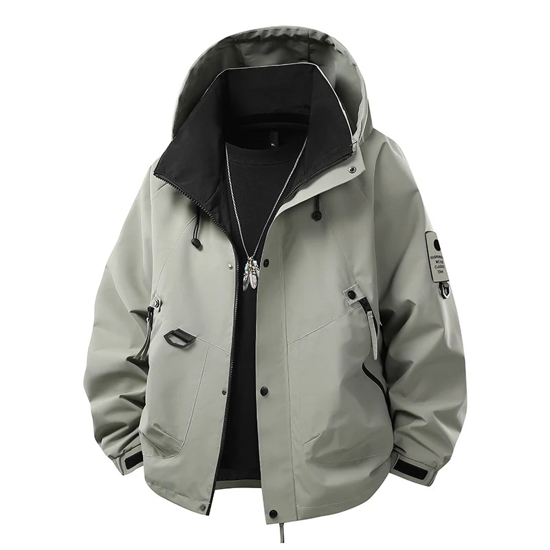 Herren Wasserabweisende Kapuzen‑Utility‑Jacke mit Multitaschen, Kordelzug und Reißverschluss Nord Taschen