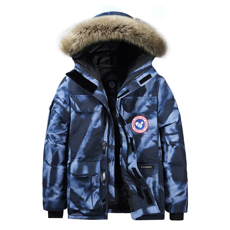 Herren warmer Daunenparka mit abnehmbarer Kapuze und Mehrfach‑Utility-Taschen Nord Taschen