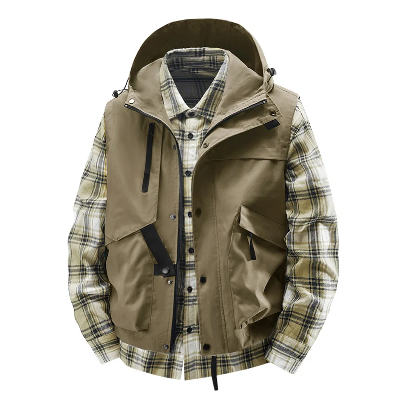 Herren Utility-Weste mit Kapuze, wasserabweisender Außenlage und Multifunktionstaschen Nord Taschen