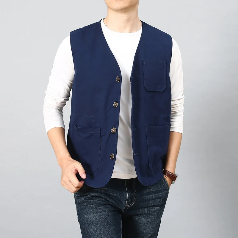 Herren Utility-Weste mit gestreiftem Innenfutter aus Baumwoll-Canvas Nord Taschen