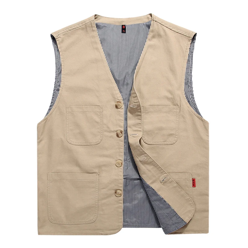 Herren Utility-Weste mit gestreiftem Innenfutter aus Baumwoll-Canvas Nord Taschen