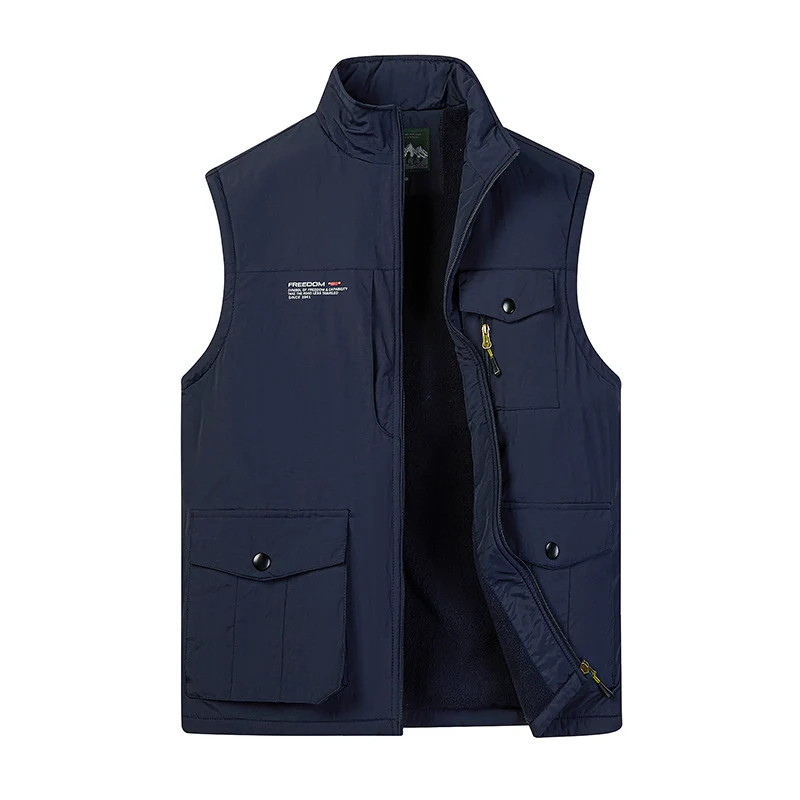 Herren Utility‑Weste mit Fleece‑Innenfutter, Multifunktionstaschen und Stehkragen Nord Taschen