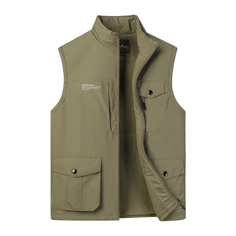 Herren Utility‑Weste mit Fleece‑Innenfutter, Multifunktionstaschen und Stehkragen Nord Taschen