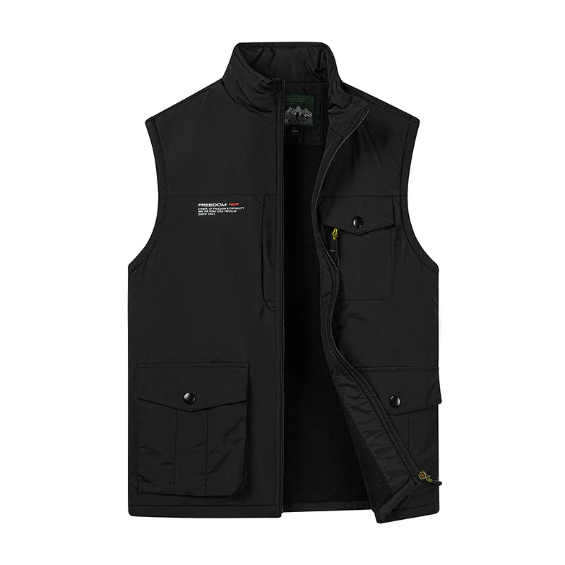 Herren Utility‑Weste mit Fleece‑Innenfutter, Multifunktionstaschen und Stehkragen Nord Taschen