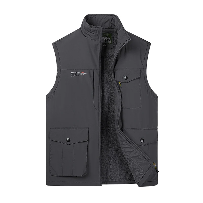 Herren Utility‑Weste mit Fleece‑Innenfutter, Multifunktionstaschen und Stehkragen Nord Taschen