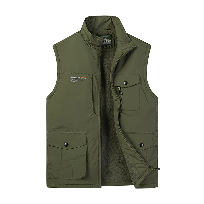 Herren Utility‑Weste mit Fleece‑Innenfutter, Multifunktionstaschen und Stehkragen Nord Taschen