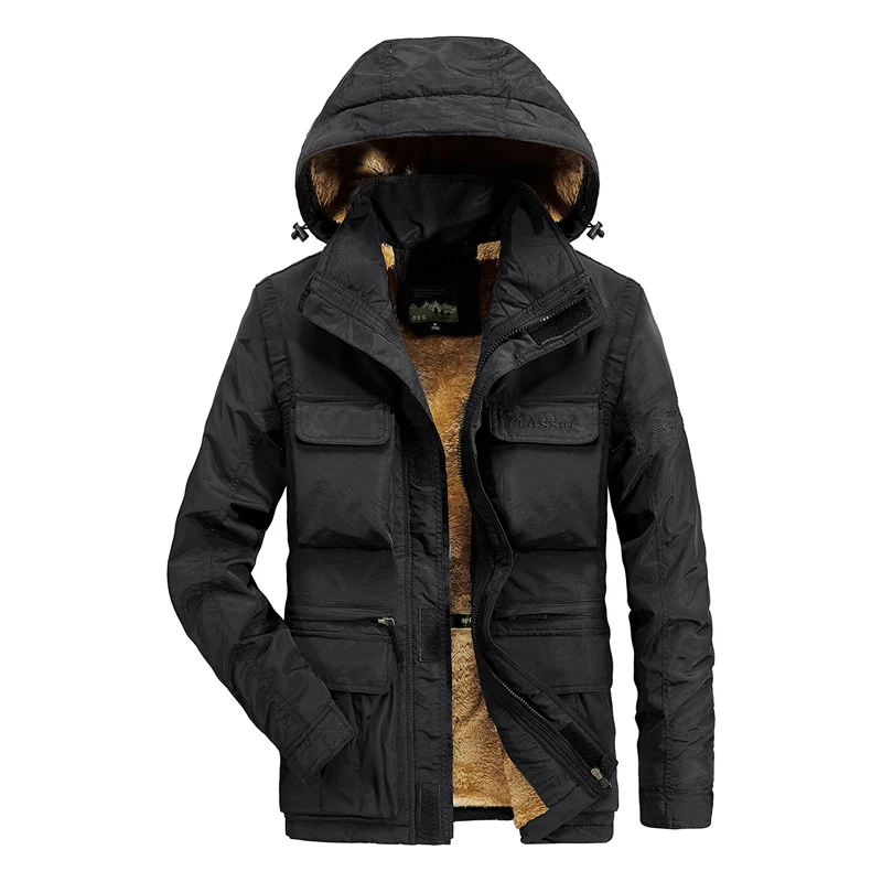 Herren Utility-Parka mit wärmendem Fleece-Futter, Multifunktionstaschen und verstellbarer Kapuze Nord Taschen