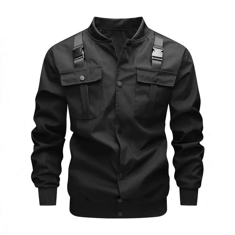 Herren Utility-Bomberjacke mit Brustklappentaschen, Schultergurten und Rippbündchen Nord Taschen