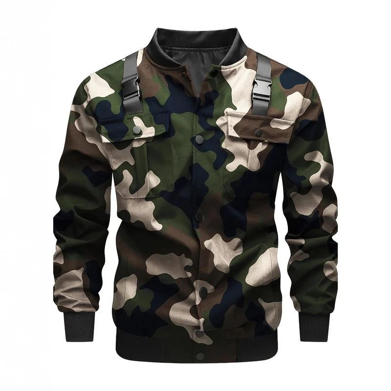 Herren Utility-Bomberjacke mit Brustklappentaschen, Schultergurten und Rippbündchen Nord Taschen