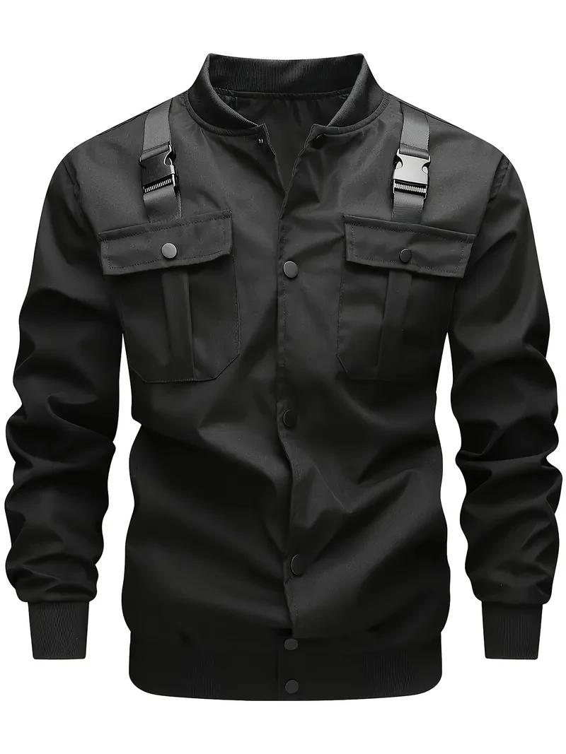 Herren Utility-Bomberjacke mit Brustklappentaschen, Schultergurten und Rippbündchen Nord Taschen