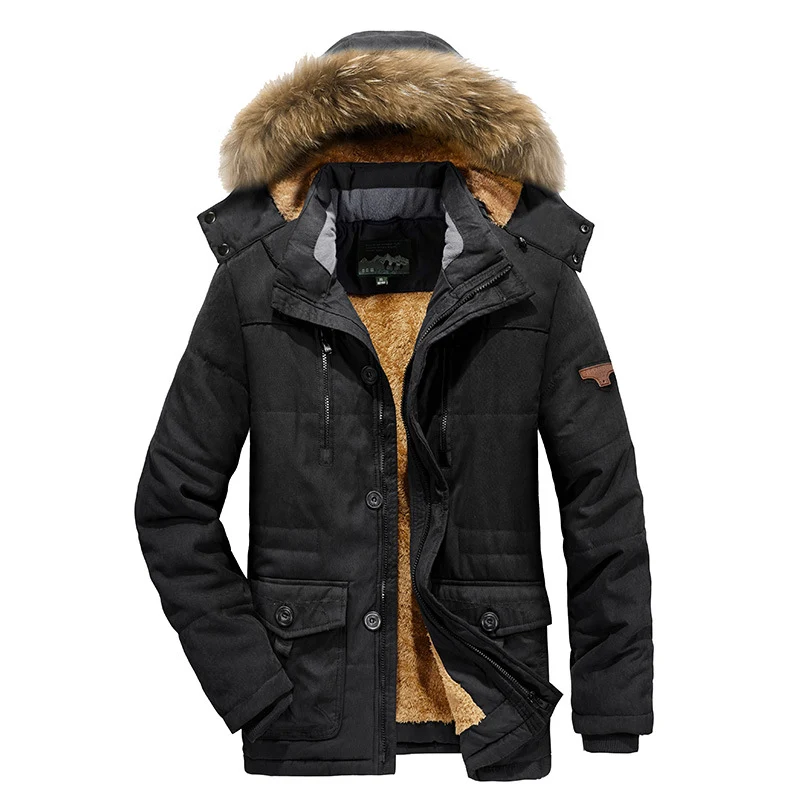 Herren Urbaner Steppparka mit warmer Teddy-Innenfütterung und Utility-Taschen Nord Taschen