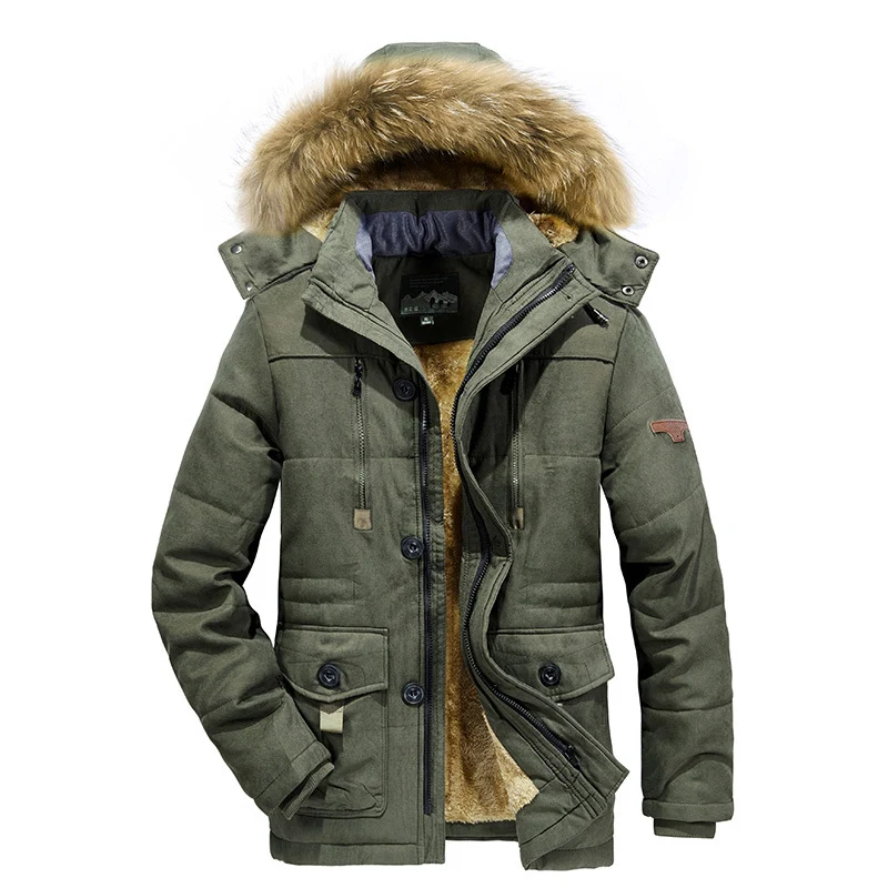 Herren Urbaner Steppparka mit warmer Teddy-Innenfütterung und Utility-Taschen Nord Taschen