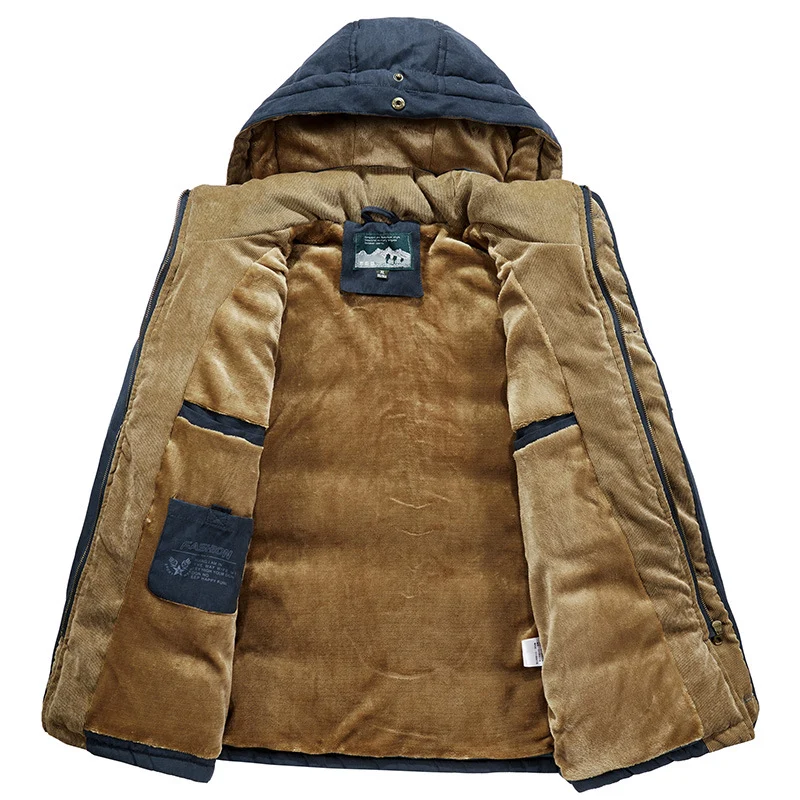 Herren Urbaner Steppparka mit warmer Teddy-Innenfütterung und Utility-Taschen Nord Taschen