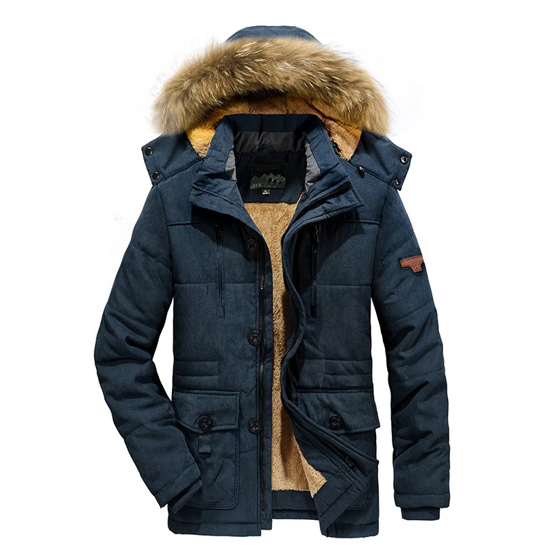 Herren Urbaner Steppparka mit warmer Teddy-Innenfütterung und Utility-Taschen Nord Taschen