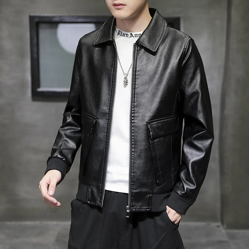 Herren Urbane Kunstleder‑Fliegerjacke mit Pattentaschen und geripptem Saum Nord Taschen