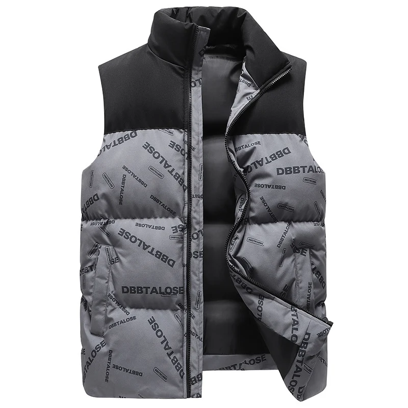Herren Urban gesteppte Puffer‑Weste mit hohem Kragen, Kontrast-Schulterpartie und Allover‑Logodruck Nord Taschen