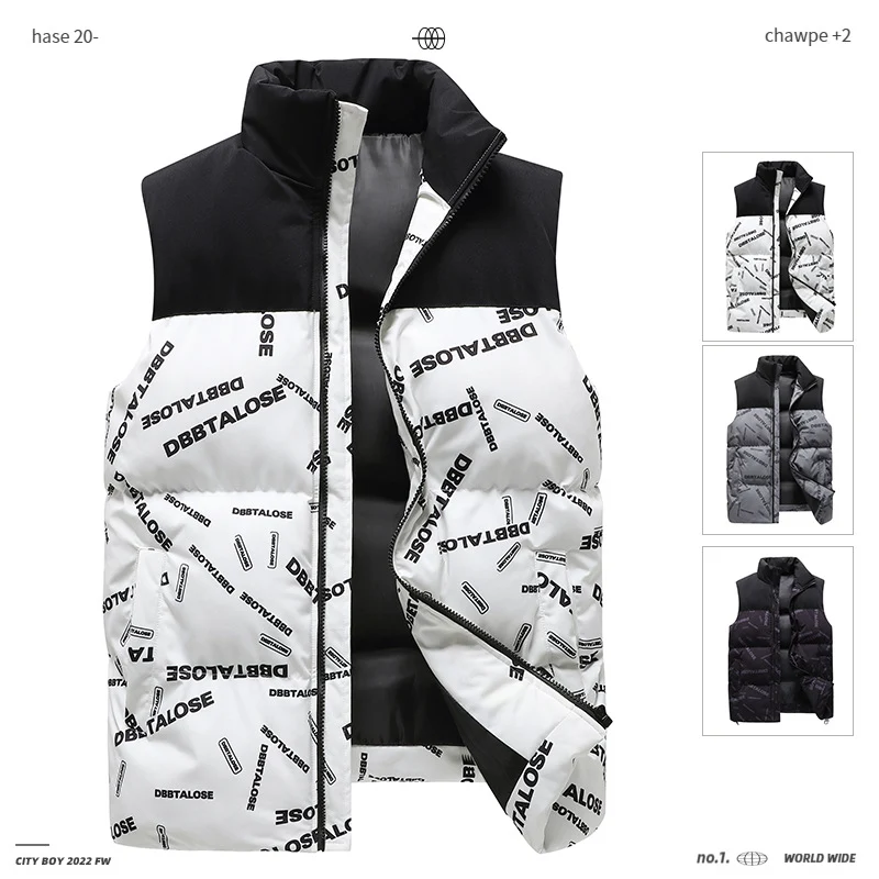 Herren Urban gesteppte Puffer‑Weste mit hohem Kragen, Kontrast-Schulterpartie und Allover‑Logodruck Nord Taschen