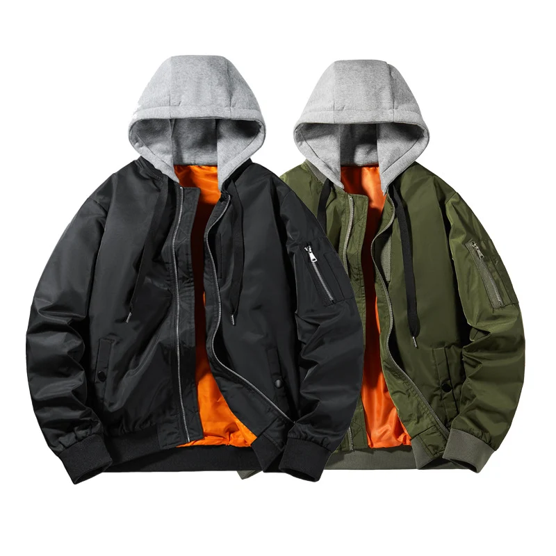 Herren Urban-Bomberjacke mit integriertem Kapuzenlayer, kontrastiertem Thermofutter und Ärmeltasche Nord Taschen