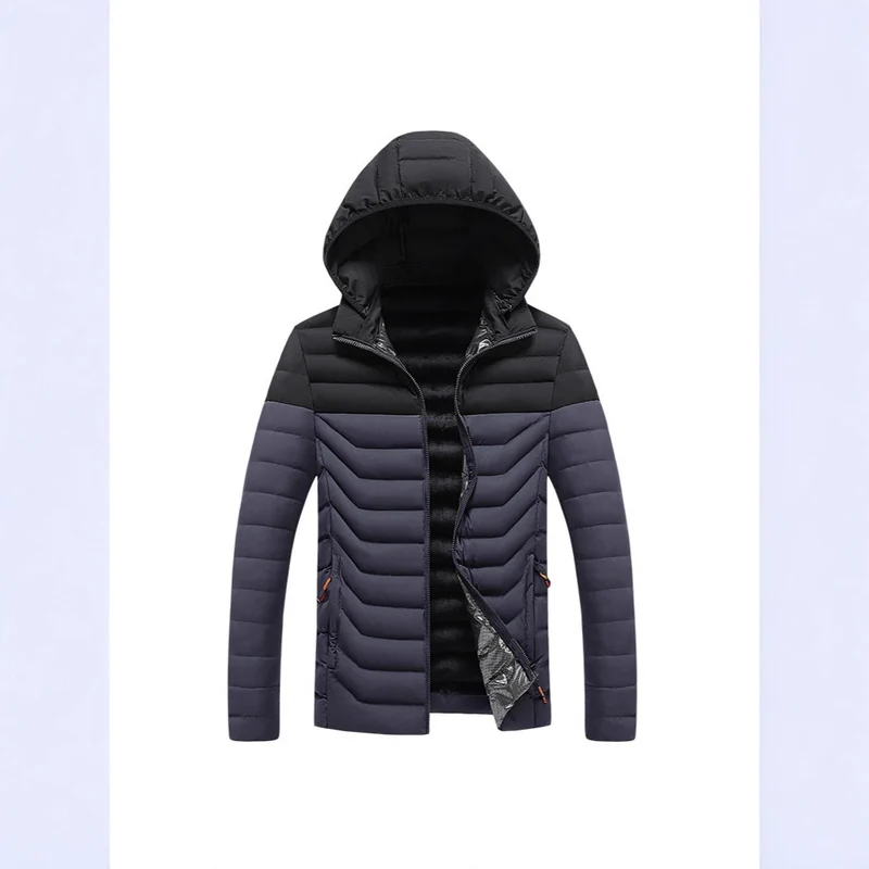 Herren Ultraleichte gesteppte Kapuzenjacke mit Chevron-Steppung, winddichter Außenlage und Thermofutter Nord Taschen