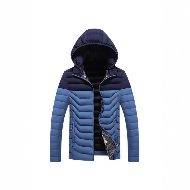 Herren Ultraleichte gesteppte Kapuzenjacke mit Chevron-Steppung, winddichter Außenlage und Thermofutter Nord Taschen