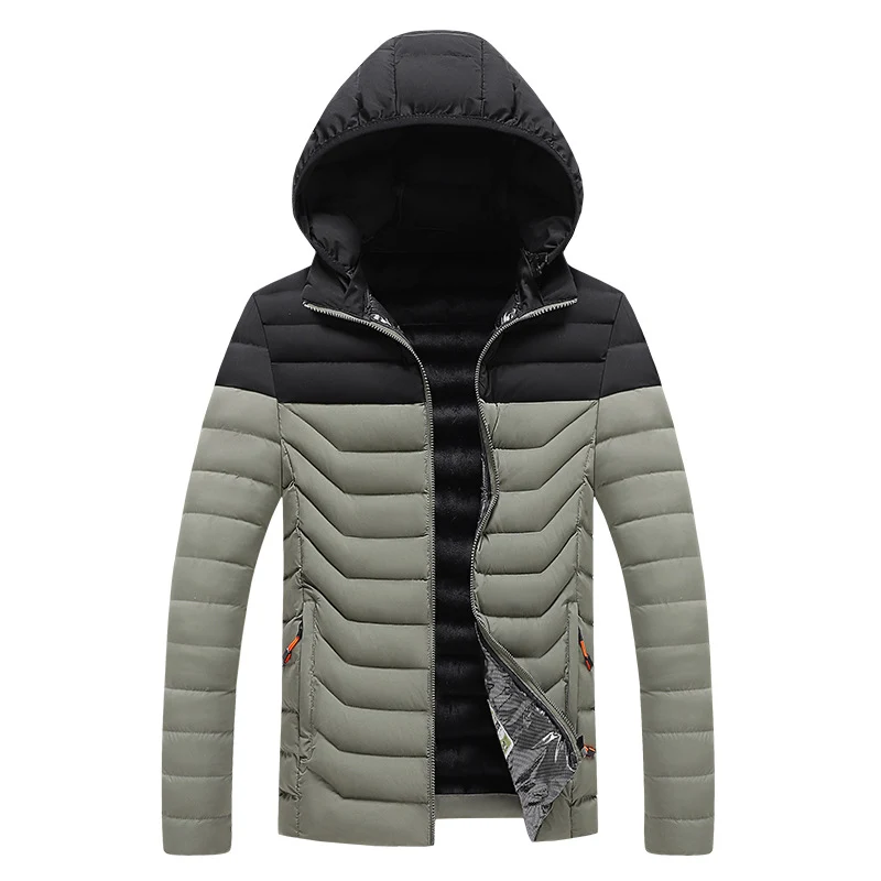 Herren Ultraleichte gesteppte Kapuzenjacke mit Chevron-Steppung, winddichter Außenlage und Thermofutter Nord Taschen