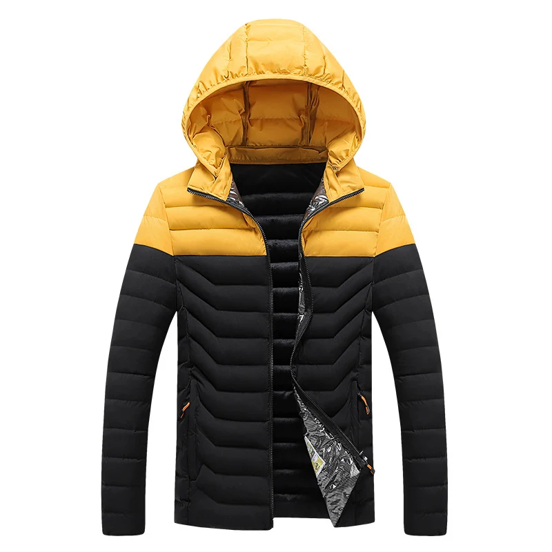 Herren Ultraleichte gesteppte Kapuzenjacke mit Chevron-Steppung, winddichter Außenlage und Thermofutter Nord Taschen