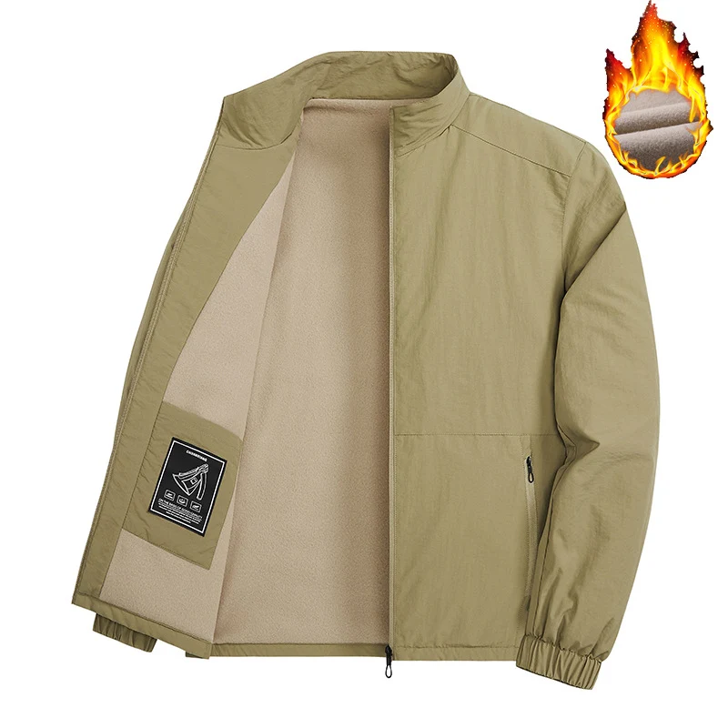 Herren Thermoisolierte Windbreakerjacke mit Fleece-Innenfutter, Stehkragen und Reißverschlusstaschen Nord Taschen