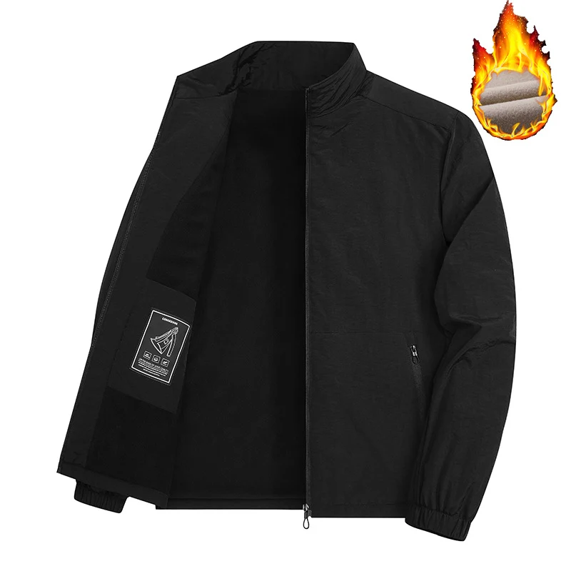 Herren Thermoisolierte Windbreakerjacke mit Fleece-Innenfutter, Stehkragen und Reißverschlusstaschen Nord Taschen