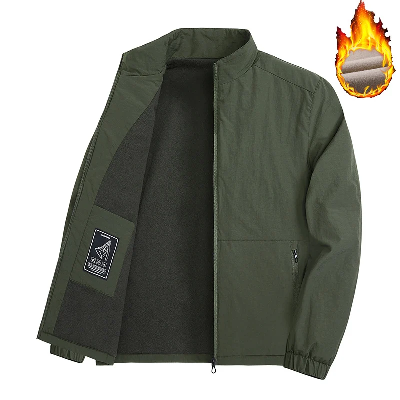 Herren Thermoisolierte Windbreakerjacke mit Fleece-Innenfutter, Stehkragen und Reißverschlusstaschen Nord Taschen