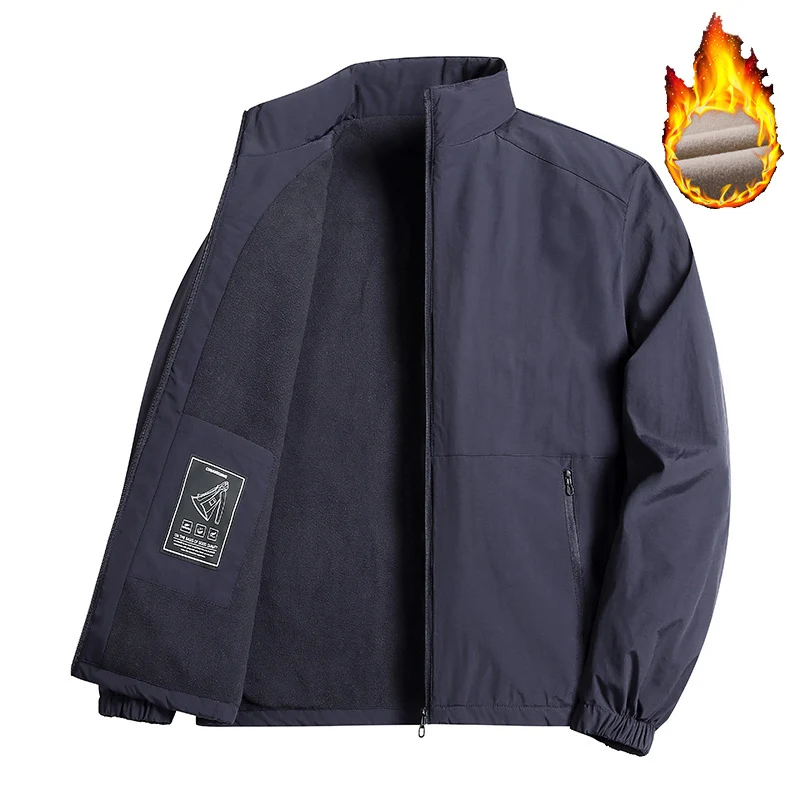 Herren Thermoisolierte Windbreakerjacke mit Fleece-Innenfutter, Stehkragen und Reißverschlusstaschen Nord Taschen