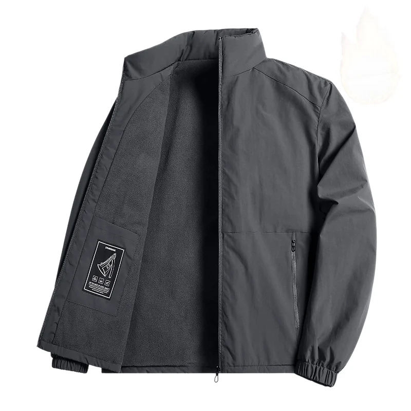 Herren Thermoisolierte Windbreakerjacke mit Fleece-Innenfutter, Stehkragen und Reißverschlusstaschen Nord Taschen