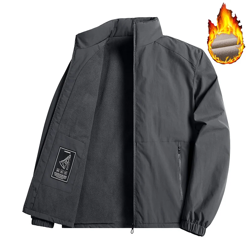 Herren Thermoisolierte Windbreakerjacke mit Fleece-Innenfutter, Stehkragen und Reißverschlusstaschen Nord Taschen