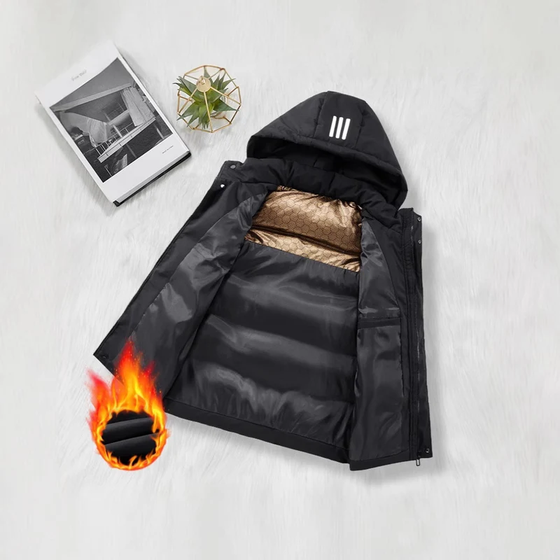 Herren Thermo-Steppweste mit abnehmbarer Kapuze, gesteppter Isolierung und reflektierenden Streifen Nord Taschen