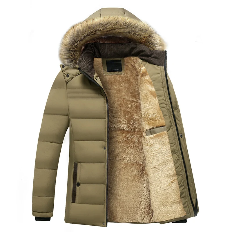 Herren Thermo-Parka mit kuscheligem Kunstfellinnenfutter und abnehmbarer Kapuze Nord Taschen