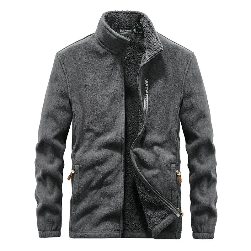 Herren Thermo-Fleecejacke mit doppellagigem Sherpa-Innenfutter und Stehkragen Nord Taschen