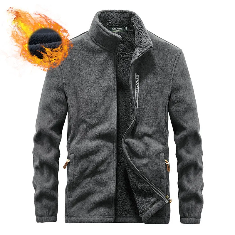 Herren Thermo-Fleecejacke mit doppellagigem Sherpa-Innenfutter und Stehkragen Nord Taschen