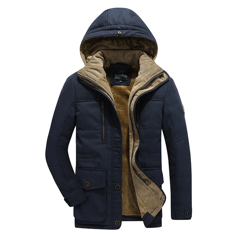 Herren Thermo-Feldparka mit abnehmbarer Kapuze und Teddyfutter Nord Taschen