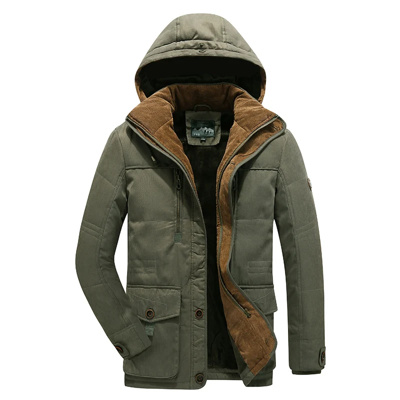 Herren Thermo-Feldparka mit abnehmbarer Kapuze und Teddyfutter Nord Taschen