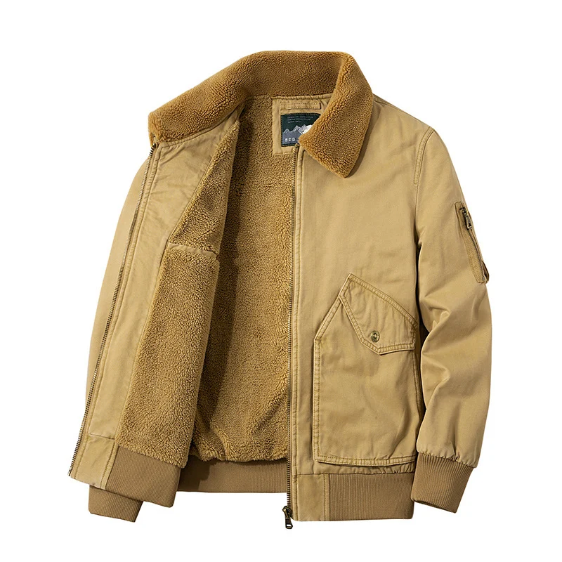 Herren Thermo-Bomberjacke im Aviator-Stil mit Teddyfutter und aufgesetzten Klappentaschen Nord Taschen