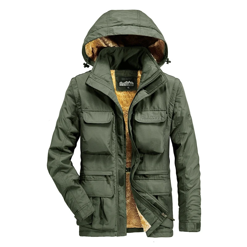 Herren Thermischer Kapuzen-Parka im Utility-Design mit Teddyfutter und Mehrfachtaschen Nord Taschen