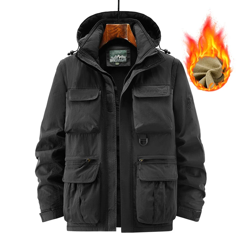Herren Thermischer Kapuzen-Parka im Utility-Design mit Teddyfutter und Mehrfachtaschen Nord Taschen