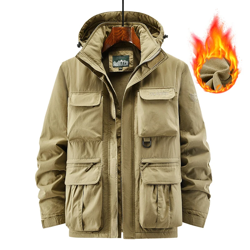 Herren Thermischer Kapuzen-Parka im Utility-Design mit Teddyfutter und Mehrfachtaschen Nord Taschen
