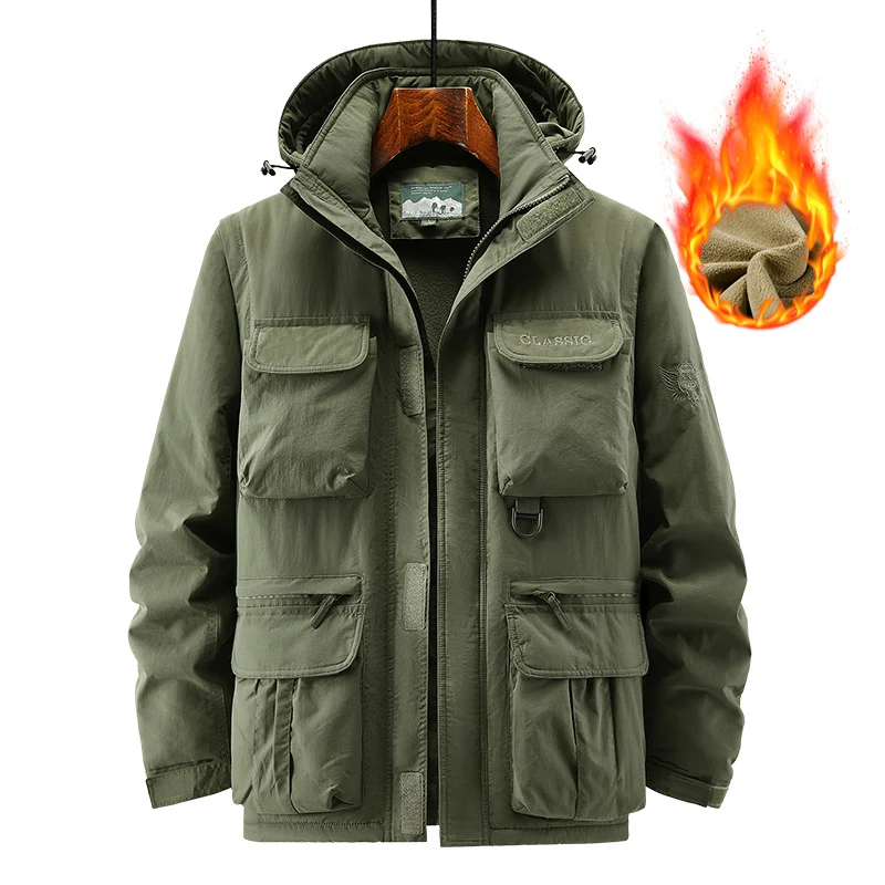 Herren Thermischer Kapuzen-Parka im Utility-Design mit Teddyfutter und Mehrfachtaschen Nord Taschen