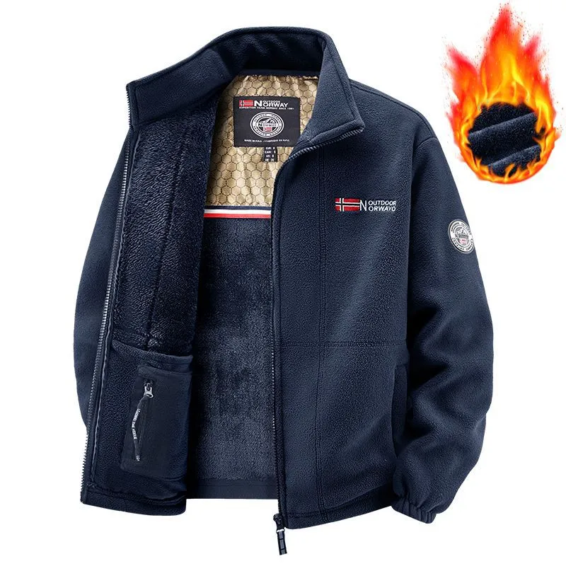 Herren Thermische Kapuzen-Fleecejacke mit doppelter Teddy-Innenlage und durchgehendem Reißverschluss Nord Taschen