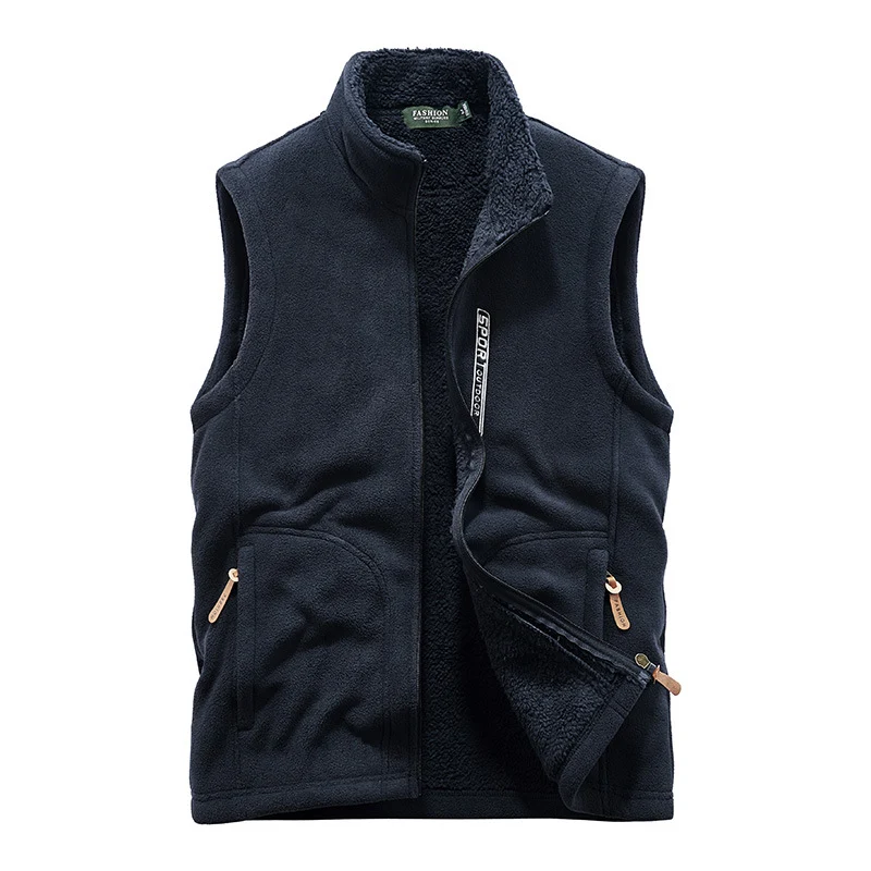 Herren Teddyfleece-Weste mit Sherpa-Innenfutter, Stehkragen und Reißverschlusstaschen Nord Taschen